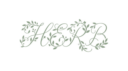 Elegant Monogram H E R B with Leaves © Anisah