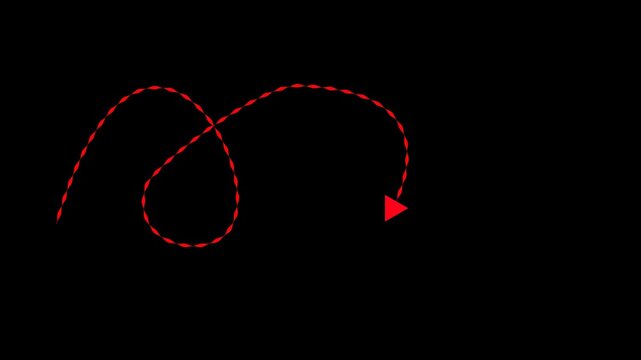 Red Spiral Arrow on Black Background curve motion