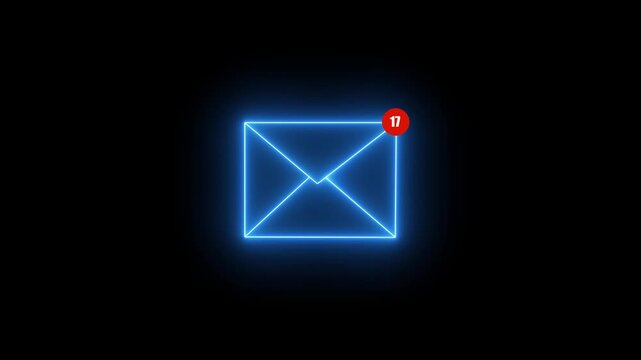 Mail inbox icon animation notification badge alert. Received message symbol for new email and inbox update. animation.Motion graphics of Mail inbox icon concept.