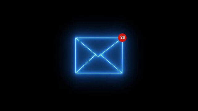 Mail inbox icon animation notification badge alert. Received message symbol for new email and inbox update. animation.Motion graphics of Mail inbox icon concept.