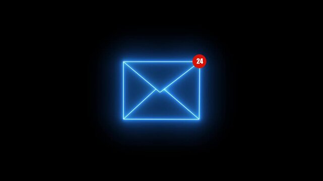 Mail inbox icon animation notification badge alert. Received message symbol for new email and inbox update. animation.Motion graphics of Mail inbox icon concept.