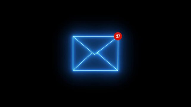 Mail inbox icon animation notification badge alert. Received message symbol for new email and inbox update. animation.Motion graphics of Mail inbox icon concept.