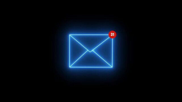Mail inbox icon animation notification badge alert. Received message symbol for new email and inbox update. animation.Motion graphics of Mail inbox icon concept.