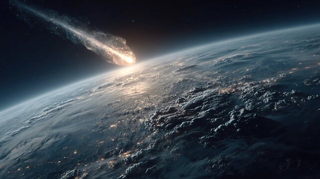 AI-enhanced autonomous planetary defense networks simulating meteor threats, predicting collision trajectories, and deploying adaptive AI-guided interception strategies for global hazard prevention