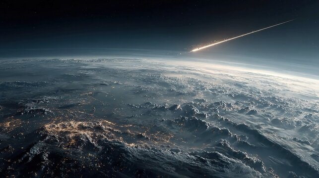 AI-enhanced autonomous planetary defense networks simulating meteor threats, predicting collision trajectories, and deploying adaptive AI-guided interception strategies for global hazard prevention