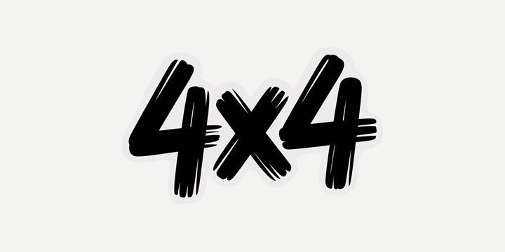 Four by four text illustration with brush stroke effect