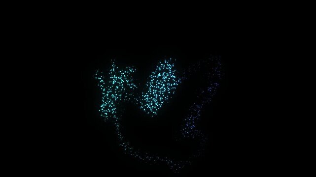 Blue Dove of Peace Symbol Particle Animation on Dark Background, Glowing Dot Grid Firework Burst Animation Motion Graphics Seamless Loop, 4K