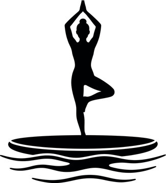 Yoga Paddle Boarding Silhouette Icon