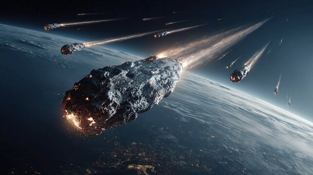 AI-enhanced planetary defense fleets simulating asteroid interception scenarios, predicting impact trajectories, and deploying autonomous adaptive countermeasure strategies for global safety