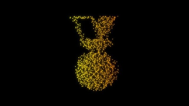 Golden Medal Symbol Particle Animation on Dark Background, Glowing Low Poly Network Lines and Dots Animation Motion Graphics Seamless Loop, 4K