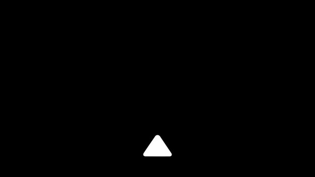 Minimalist white triangle pulsing on black background, for modern ui, shape geometric motion
