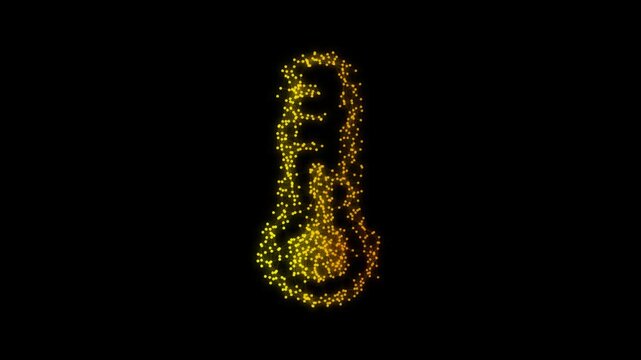 Golden Thermometer Symbol Particle Animation on Dark Background, Glowing Low Poly Network Lines and Dots Animation Motion Graphics Seamless Loop, 4K
