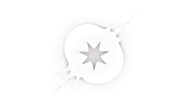 Minimalist dotwork starburst silhouette isolated on a transparent background, tattoo