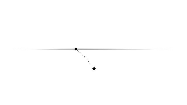 Minimalist line break with geometric star connection isolated on a transparent background, minimalist tattoo