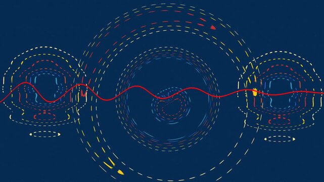 Digital Signal and Particle Wave Motion Graphics Background