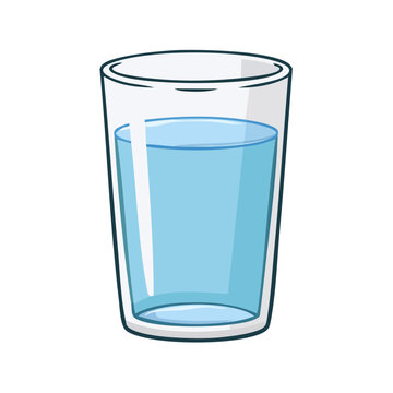 Clear glass filled with refreshing blue water, clean beverage illustration