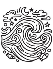 Fototapeta premium aesthetic mini coloring page for kids