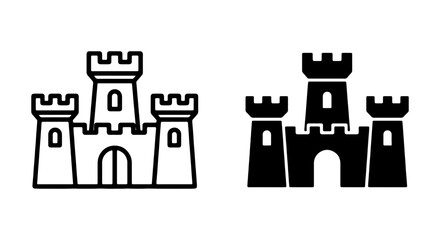 Castle Icons, Fortress Symbols, Medieval Architecture Vector Graphics, Royal Building Silhouettes © NST