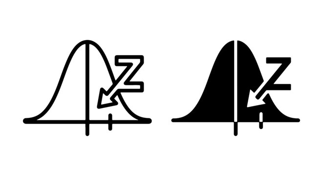 Statistical Distribution Icons: Normal Curve, Z-Score, Data Analysis, Probability, Research