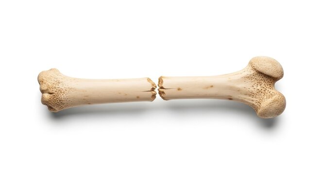 Fractured human femur bone isolated on white background medical illustration