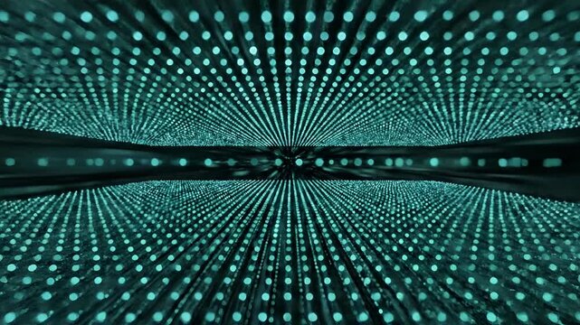 Abstract Digital Network Grid with Glowing Particles in Futuristic Technology Concept.