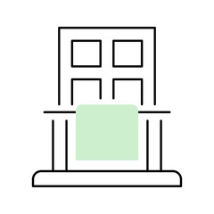 Obraz premium Apartment balcony icon. Architecture and building facade line symbol. Color.