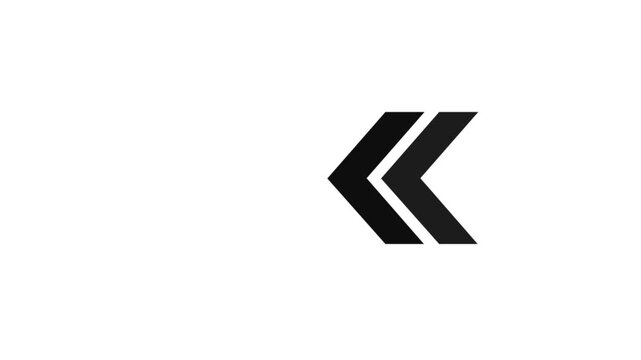 Minimalist black backward pointing chevrons arrows on white background arrow