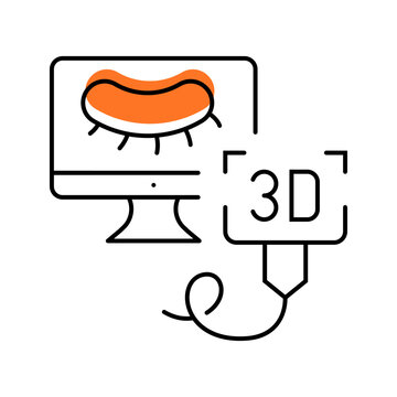 3d ultrasound icon. Healthcare and medical imaging line symbol. Color.
