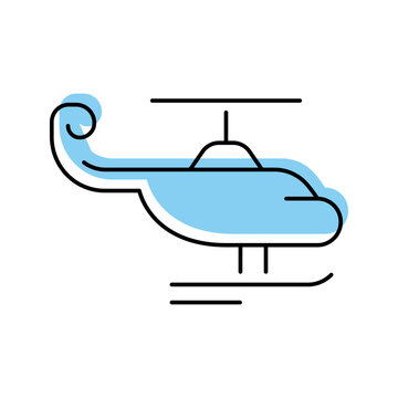 Helicopter aircraft icon. Transport and helicopter line symbol. Color.