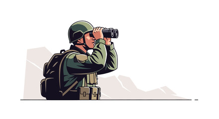Soldier looking through binoculars. © ahmad