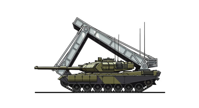 Military tank with missile launcher system.