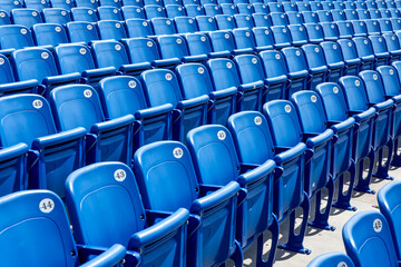 Fototapeta premium Rows of blue stadium seats 