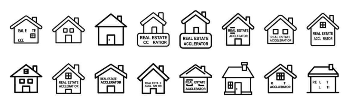 real estate accelerator web line Icons. Vector Outline icon set of Real Estate.