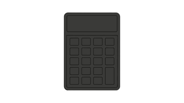 Simple dark grey calculator vector icon on white background