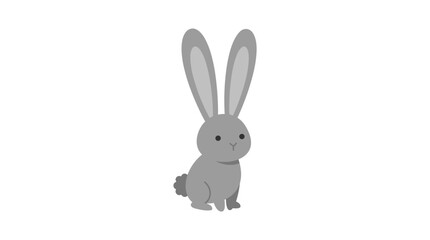 Fototapeta premium Cute cartoon grey rabbit with long ears sitting and looking forward vector illustration