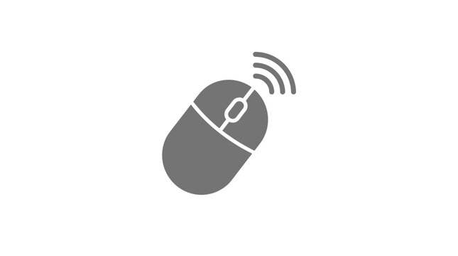 Wireless computer mouse icon with signal waves vector graphic