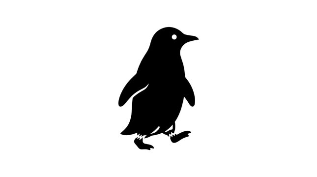 Black silhouette of a walking penguin on a white background vector illustration