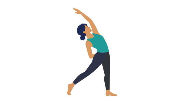 Woman performing yoga pose stretching body side bend healthy lifestyle vector illustration