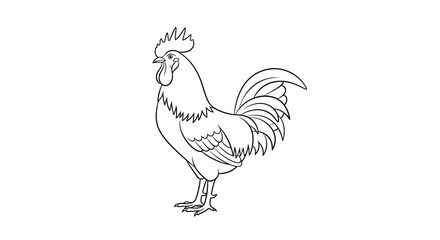 Rooster standing proudly on ground. © Dhiyak