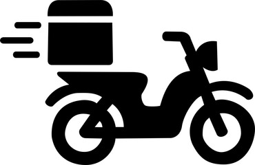 Courier delivery scooter vector icon fast shipping motorbike with cargo trunk box express transport service symbol © Yeva Storm