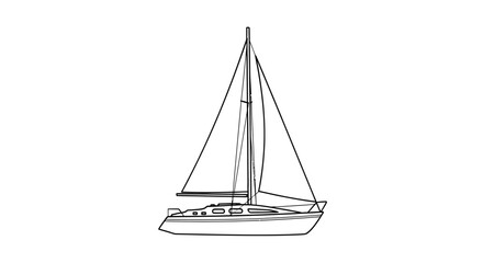Sailing yacht boat with sails. © Dhiyak