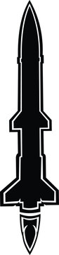 Missile Rocket Vector Silhouette Isolated on White Background.eps