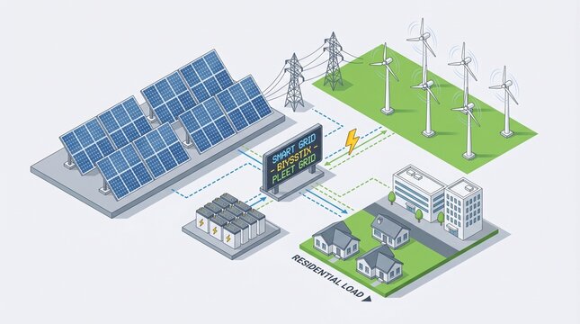 Renewable energy integration with smart grid technology for residential power supply