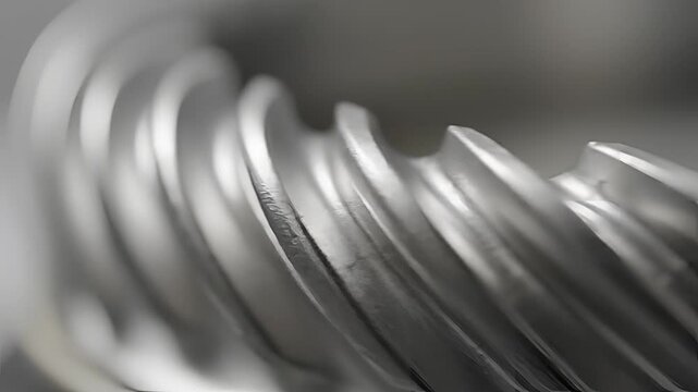 Closeup Macro Shot of a Metal Screw Thread with Soft Focus.
