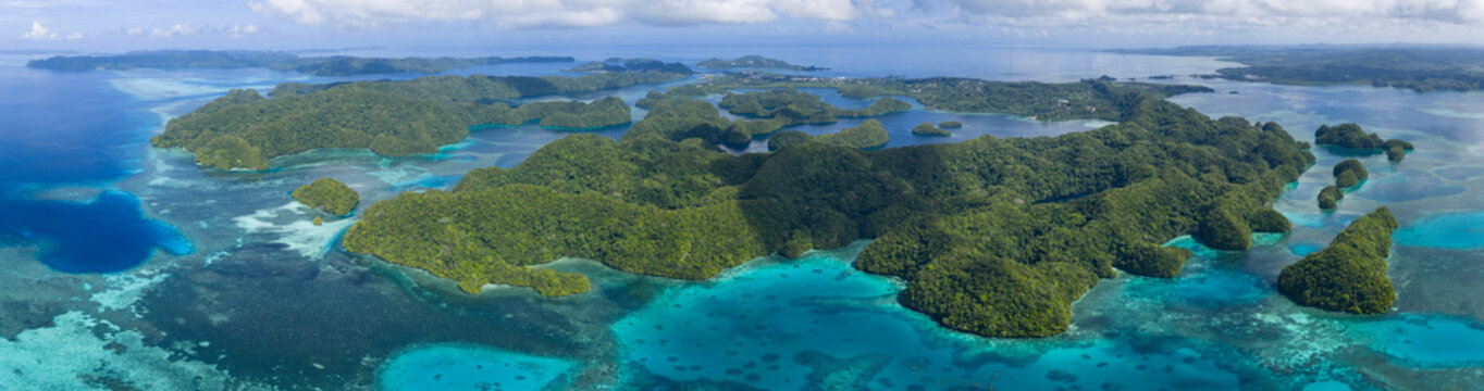 Shallow, diverse coral reefs thrive amid Palau's scenic Rock Islands. This tiny and beautiful island-nation is a popular destination for divers, snorkelers, kayakers, and World War II buffs. 