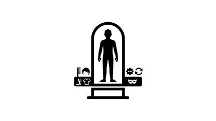 Fototapeta premium Man standing in archway silhouette figure.