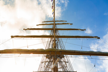Sailboat Mast and Rigging Against a Blue Sky © willbrasil