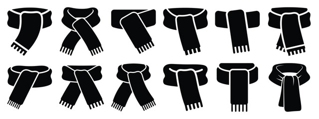 winter scarf icon set silhouette Vector illustration. Christmas vector icons and white background. © SreeRaton