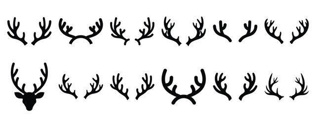 christmas reindeer antlers icon set silhouette Vector illustration. Christmas vector icons and white background. © SreeRaton