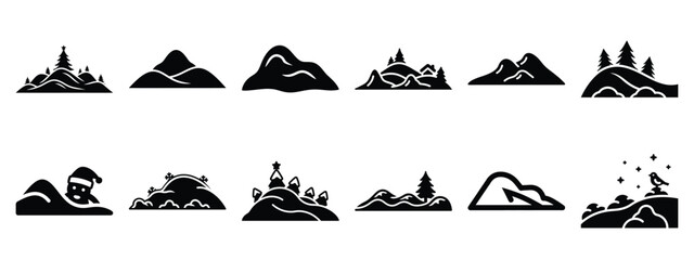 christmas snow drift icon set silhouette Vector illustration. Christmas vector icons and white background. © SreeRaton
